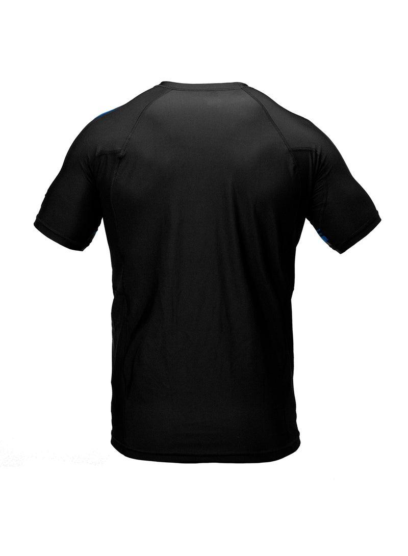 Sanabul Core Short Sleeve Rash Guard – Quick Dry Compression Shirt for Men, 2X-Large, Black with Blue Stripes - Image 2