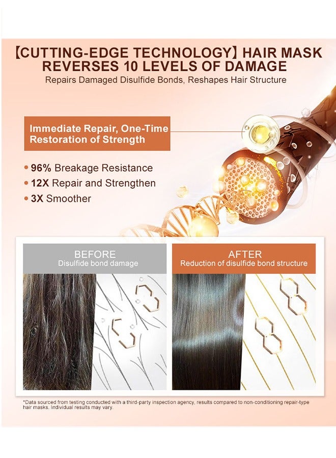 بورك قناع الشعر المختزل ثاني كبريتيد بوند - تقوية الشعر ترطيب وتغذية وإصلاح بصيلات الشعر التالفة قناع علاج الشعر الفوري لشعر ناعم ولامع 100 جرام - Image 5