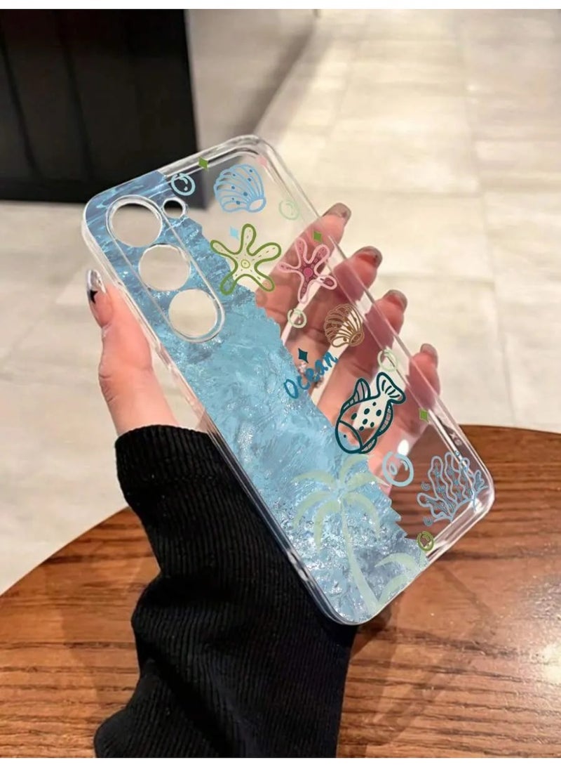 شي إن قطعة واحدة غطاء هاتف شفاف سميك من البلاستيك المقاوم للصدمات مطبوع بغطاء البحر متوافق مع سامسونج جلاكسي اس 23 - Image 2