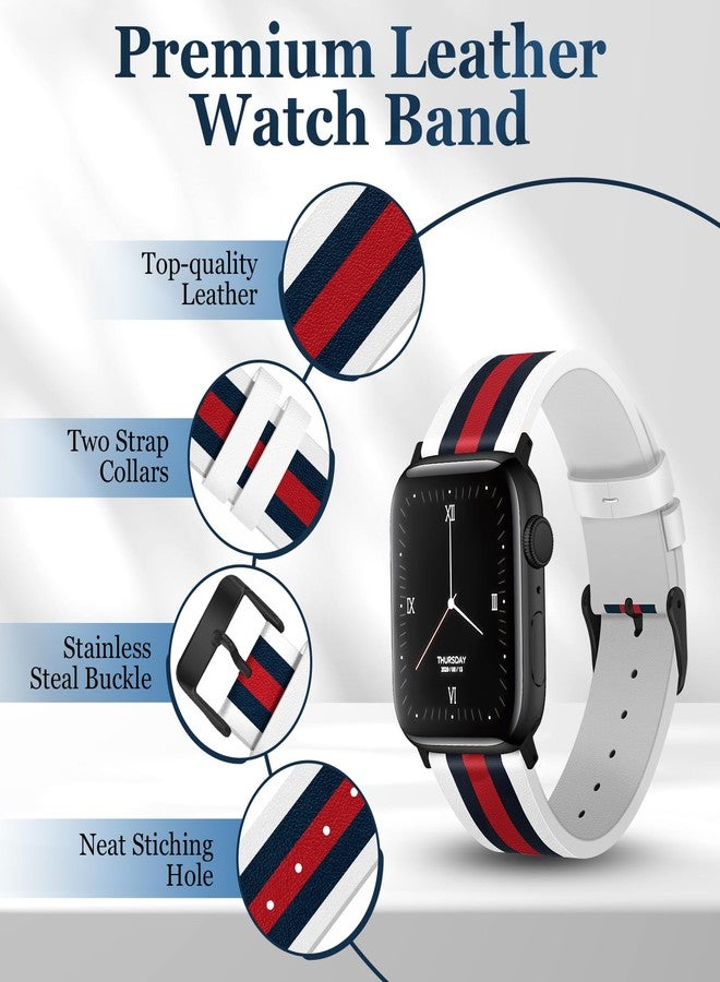MOINSPIRE Designer Leather Bands for Women Men Compatible with Apple Watch 38mm 40mm 41mm 42mm(S10/11) Dressy Top Grain Genuine Luxury Leather Strap for iWatch Series SE Ultra 11/10/9/8/7/6/5/4/3/2/1 - Image 3