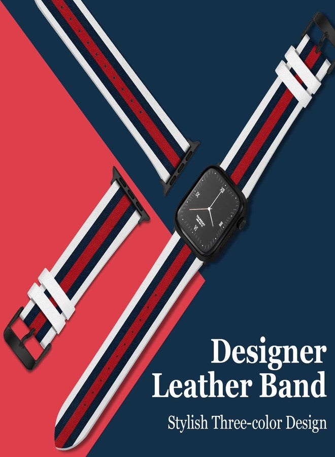 MOINSPIRE Designer Leather Bands for Women Men Compatible with Apple Watch 38mm 40mm 41mm 42mm(S10/11) Dressy Top Grain Genuine Luxury Leather Strap for iWatch Series SE Ultra 11/10/9/8/7/6/5/4/3/2/1 - Image 2