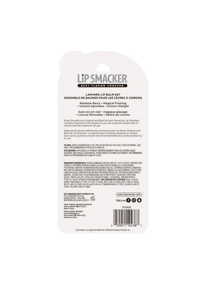 Lip Smacker - Flavored Lip Balm Set With Lanyard Unicorn Lip Care To Moisturize Dry Lips - Image 1