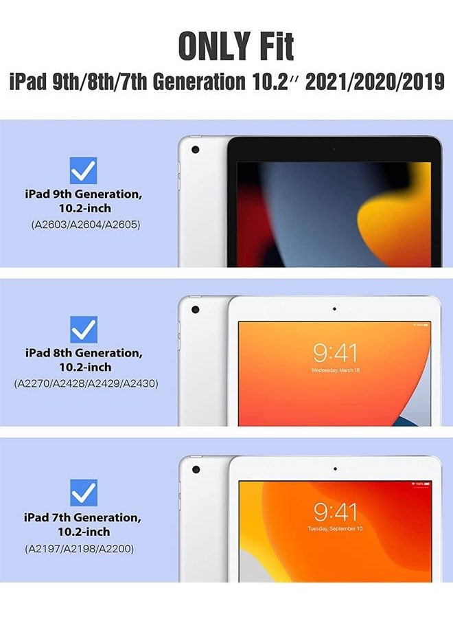 Rock Pow - Protective Case Cover For Apple iPad 10.2 inch (2021/2020/2019) Generation with Pencil Holder, [Support Apple Pencil Charging and Touch ID], Clear Transparent Case with Auto Wake/Sleep,Blue - Image 1