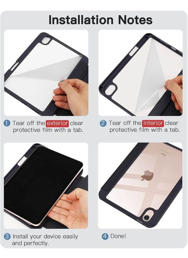 Rock Pow - Protective Case Cover For Apple iPad 10.2 inch (2021/2020/2019) Generation with Pencil Holder, [Support Apple Pencil Charging and Touch ID], Clear Transparent Case with Auto Wake/Sleep,Blue - Image 1