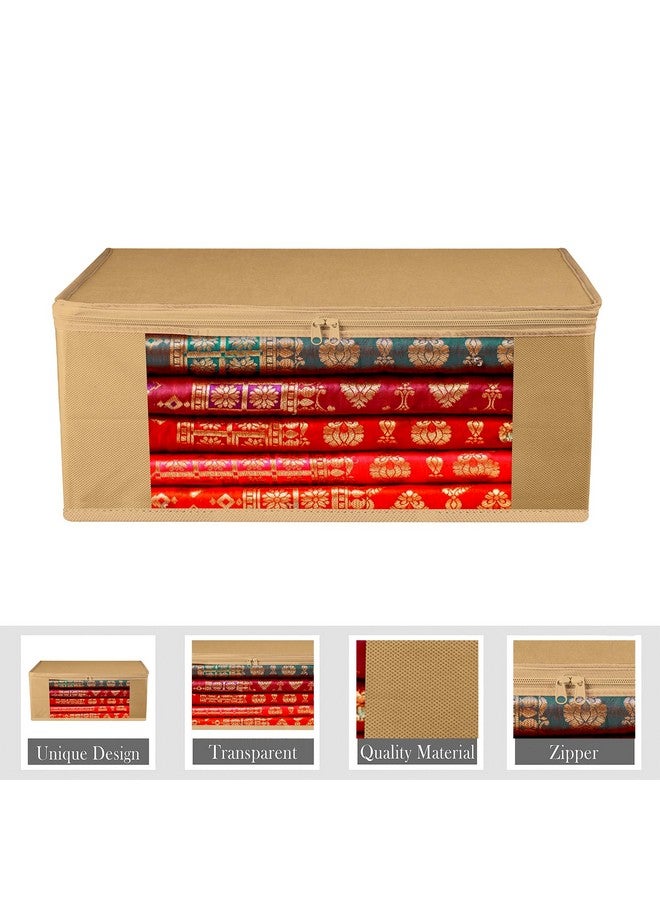 Kuber Industries Kuber Industries Saree Cover Bag|Clothes Storage Bag|Storage Organizer Bag|Zip Closure Saree Cover Bag|Wardrobe Organizer|Plain Transparent Window Saree Cover Bag|6 Inch|Pack of 9|Brown - Image 2