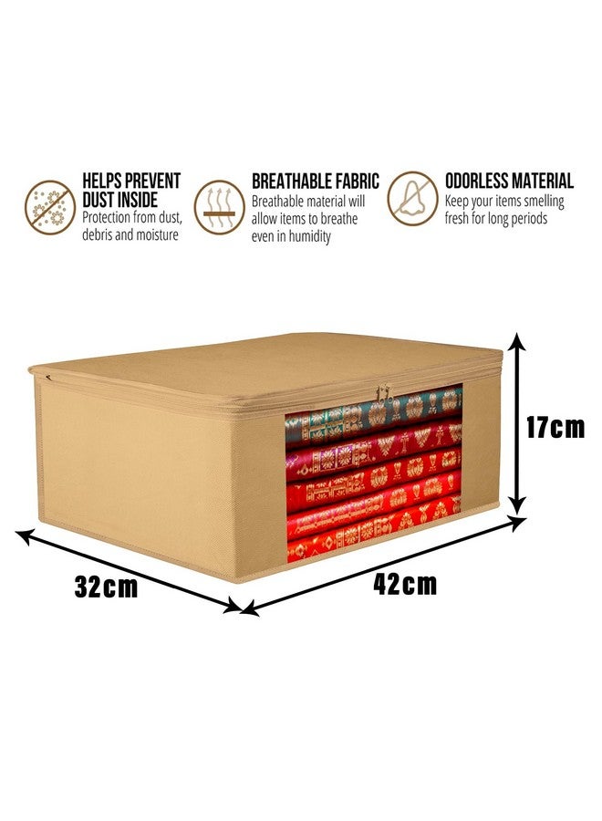 Kuber Industries Kuber Industries Saree Cover Bag|Clothes Storage Bag|Storage Organizer Bag|Zip Closure Saree Cover Bag|Wardrobe Organizer|Plain Transparent Window Saree Cover Bag|6 Inch|Pack of 9|Brown - Image 3