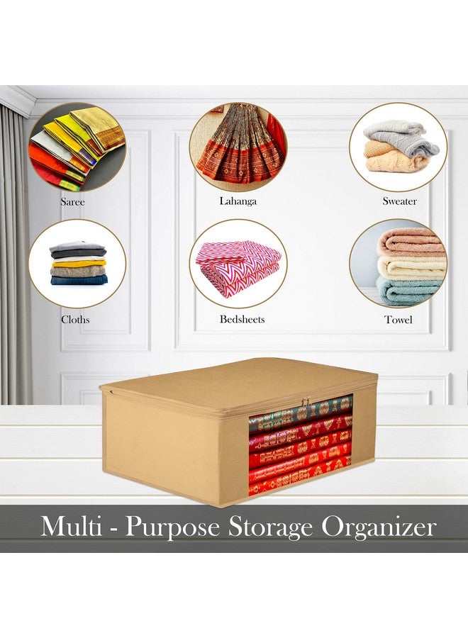 Kuber Industries Kuber Industries Saree Cover Bag|Clothes Storage Bag|Storage Organizer Bag|Zip Closure Saree Cover Bag|Wardrobe Organizer|Plain Transparent Window Saree Cover Bag|6 Inch|Pack of 9|Brown - Image 4