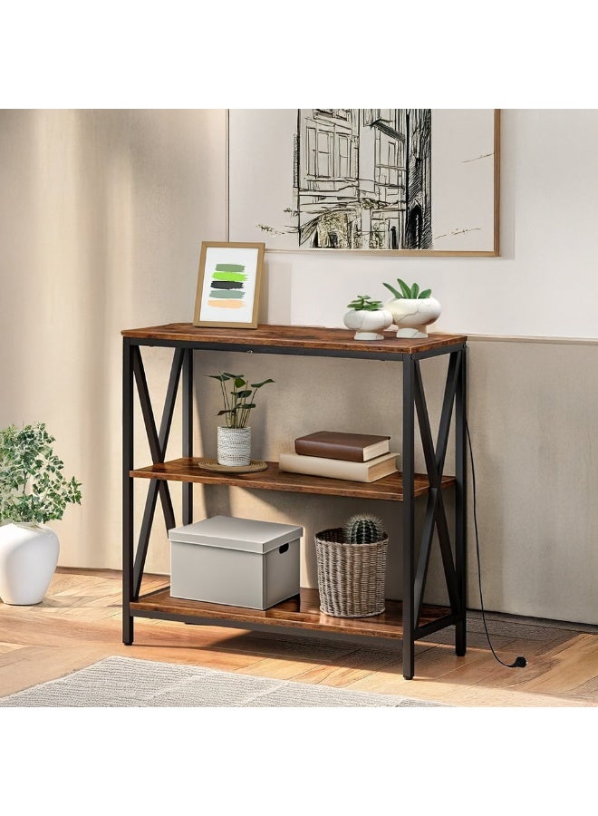 AGD 3 Layer Charging Station Table with Storage Shelf and Power Outlet for Entryway Sofa, Entryway, Living Room - Image 5