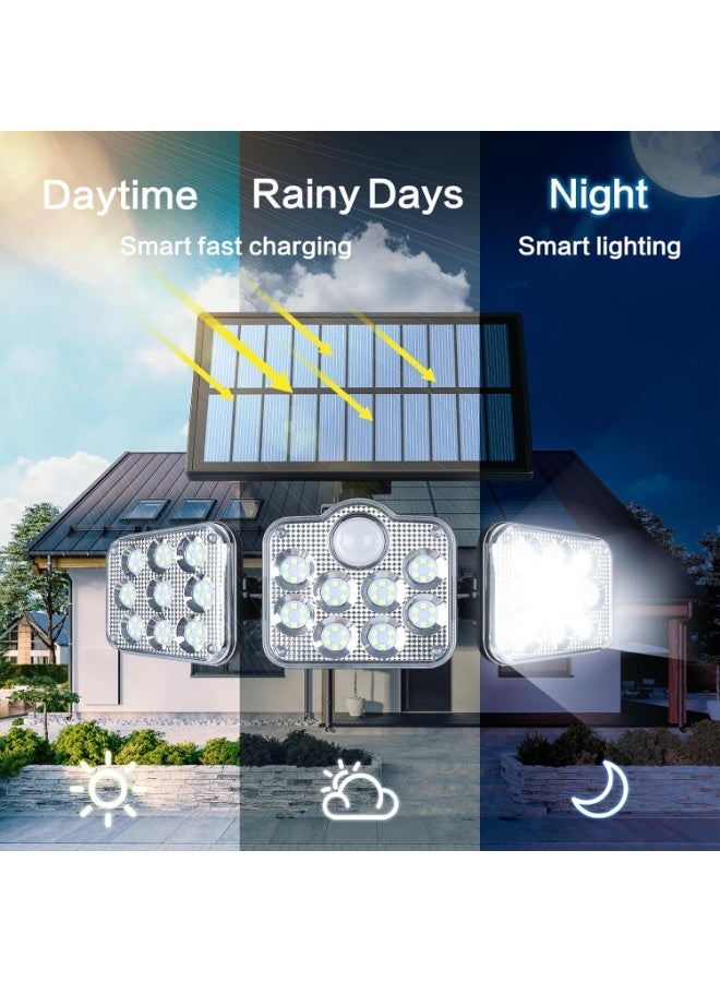 Baytion Solar Motion Sensor Outdoor Light with 3 Adjustable Head, Baytion 6500K 138 LEDs Solar Outdoor Light, IP65 Waterproof Solar Sensor Lights Outdoor for Gardens, Patios, Porches, Garages - Image 2