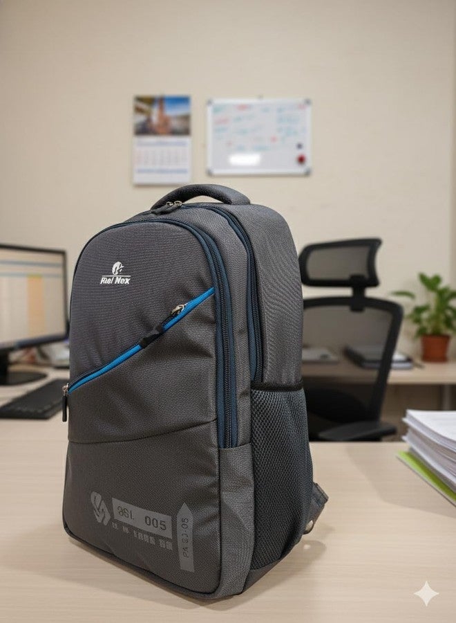 Hot Nex Laptop Backpack, Grey with Blue Accents, Water-Resistant Polyester, 22-30 Liters, Padded 15.6 Inch Laptop Sleeve, Ergonomic Design for School, College, Office - Image 4