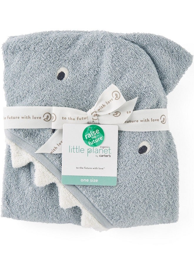 little planet by carter's Unisex-Baby Organic Cotton Towel, Shark/Galaxy Grey, OSZ - Image 3