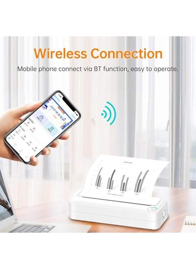Generic A4 Paper Printer Direct Thermal Transfer Wirless Printer Mobile 210mm Mini Mobile Photo Printer USB BT Connection with 1 Roll Thermal Paper  - Image 2