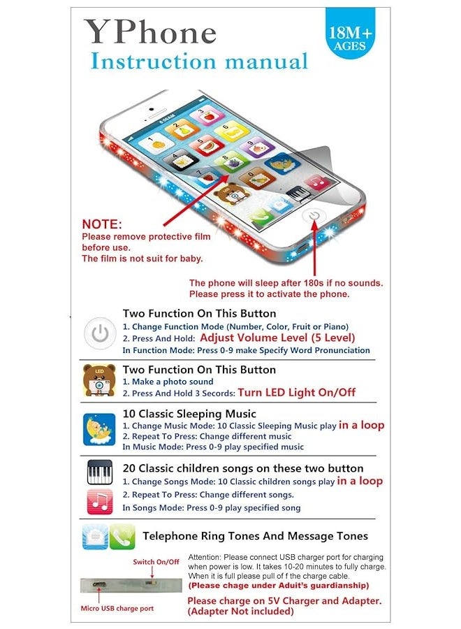 YOYOSTORE Phone Kids Learning Toy Play Cell Phone with USB Recharable X1 - Image 3