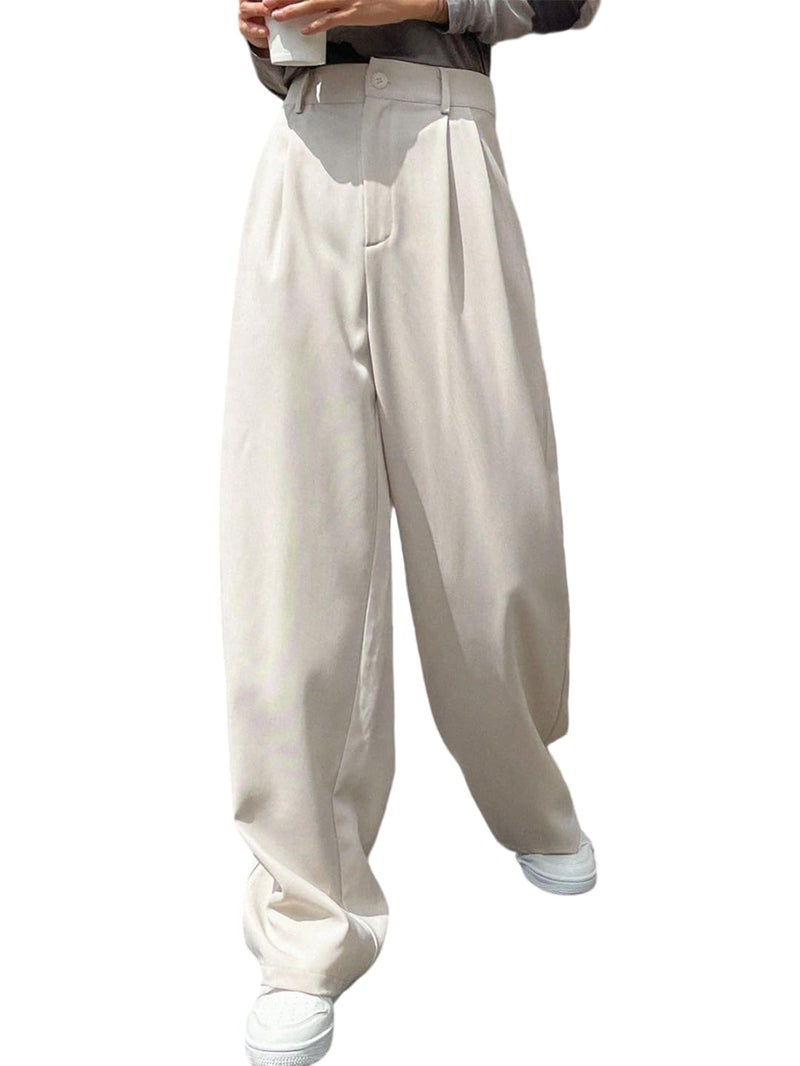KOTTY Women's High Rise Viscose Rayon Straight Fit Korean Trouser(White,30) - Image 1