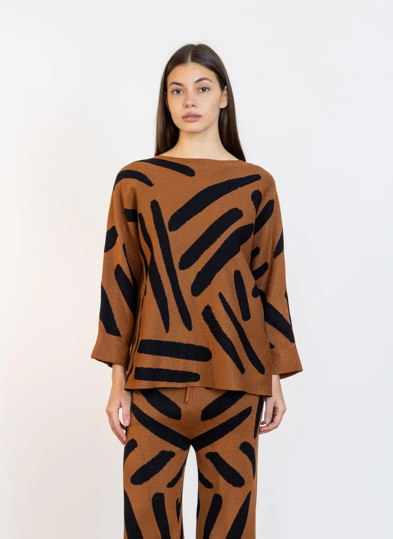 SHAPES PRINTED KNIT TOP SET