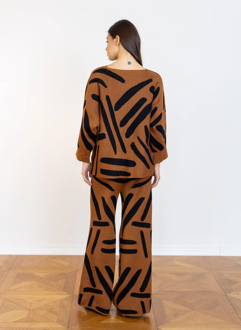 Shapes Brown PRINTED KNIT TOP SET for Women | Best Price UAE