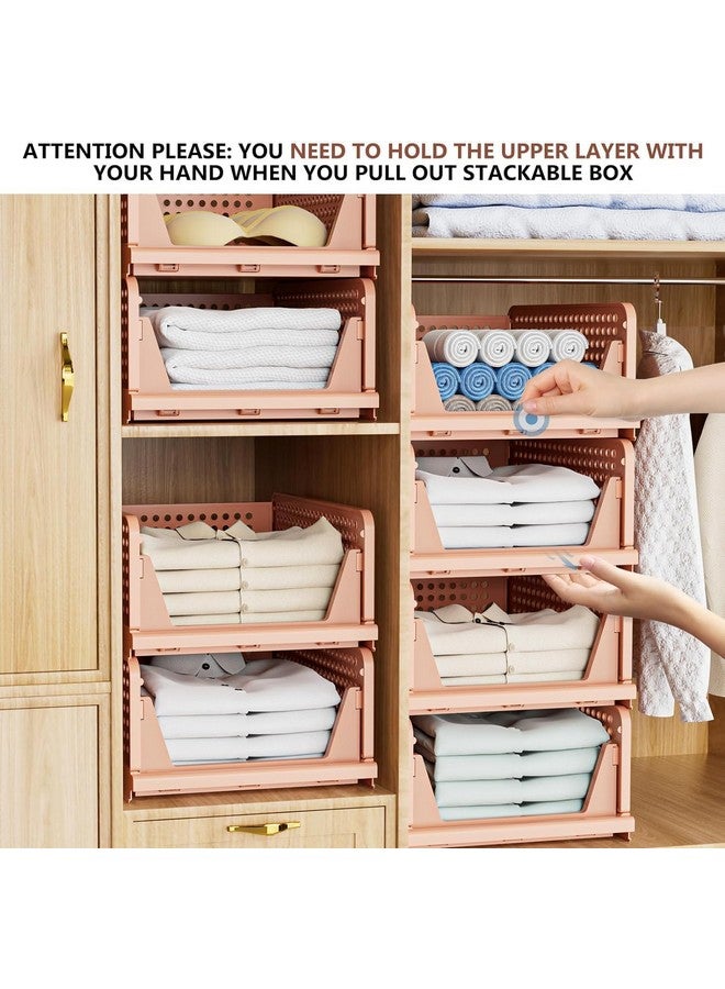 JEYANG JEYANG Clothes Organizer for Wardrobe - Foldable and Stackable Closet Cupboard Almirah Space Organiser for Shirt, T Shirt, Jeans (Pack of 6, Pink) - Image 4