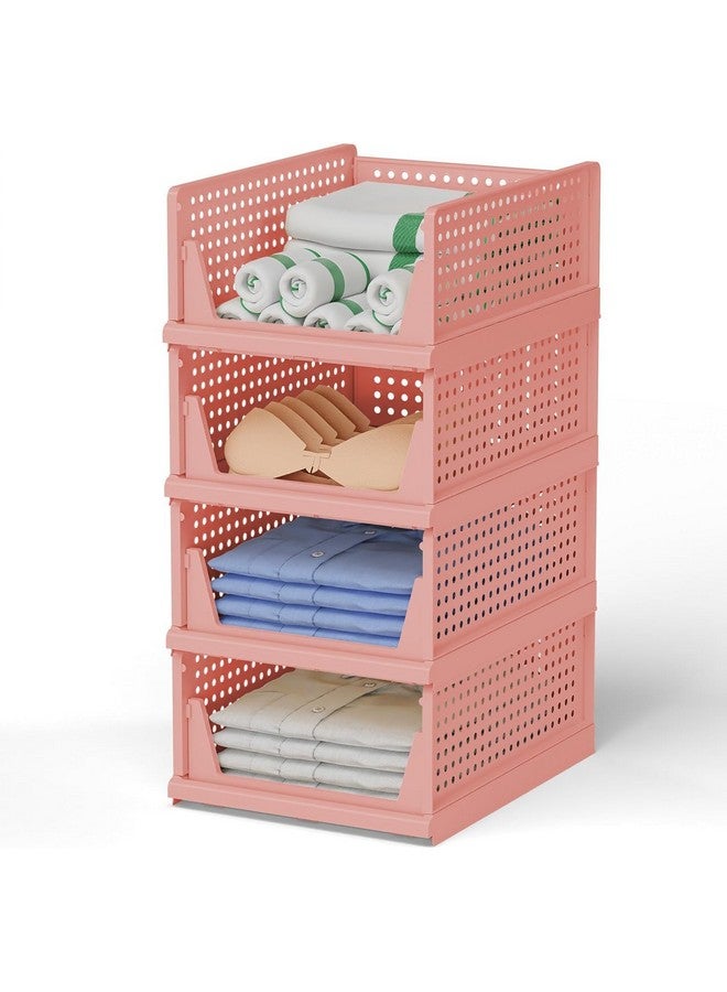 JEYANG JEYANG Clothes Organizer for Wardrobe - Foldable and Stackable Closet Cupboard Almirah Space Organiser for Shirt, T Shirt, Jeans (Pack of 6, Pink) - Image 1