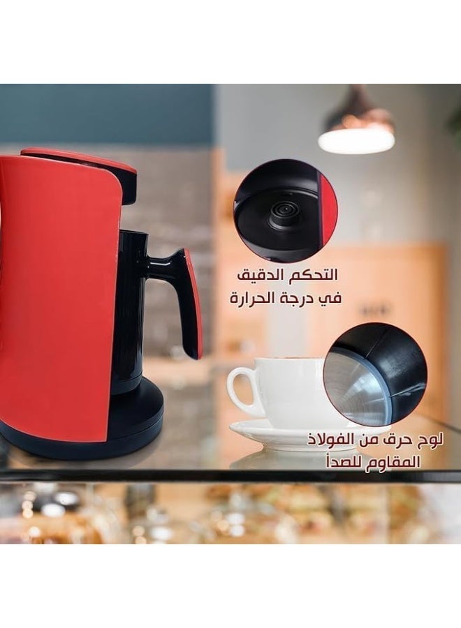 Turkish Coffee Maker, Electric Coffee Machine 600W – 4 Cup, 280ml Capacity with Anti-Overflow Sensor & Safety System – Ideal for Home, Travel & Office Use, - Image 4