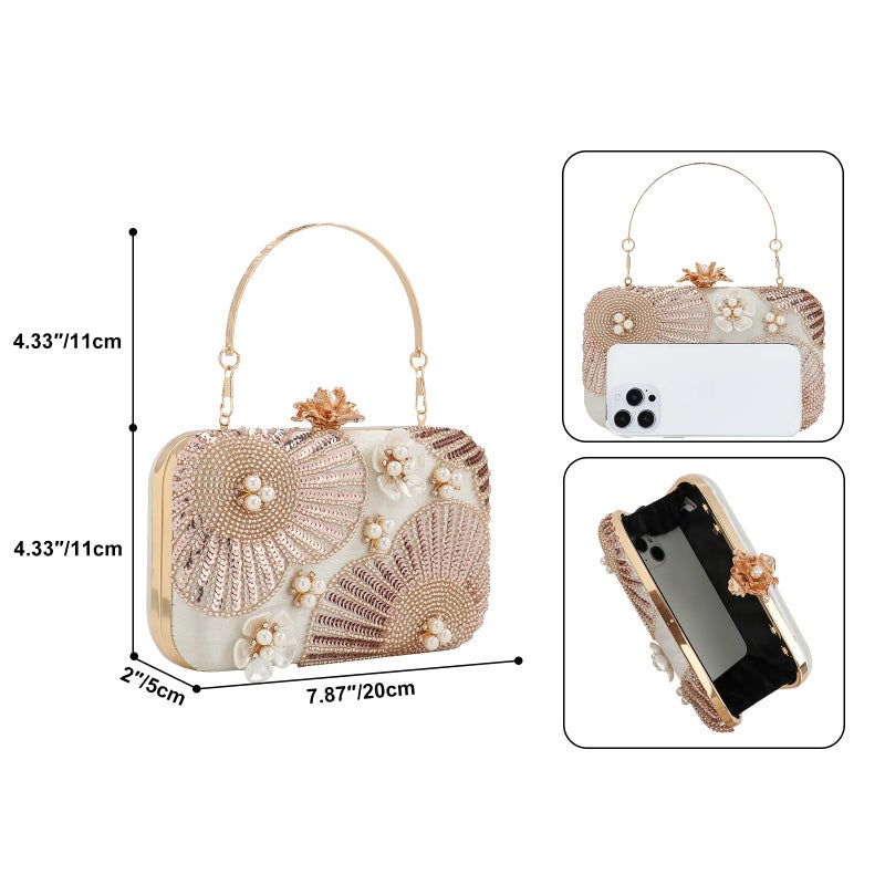 DA BODAN Womens Vintage Floral Embroidery Clutch Evening Handbag Shoulder Bags Purse for Wedding Party Prom - Image 5