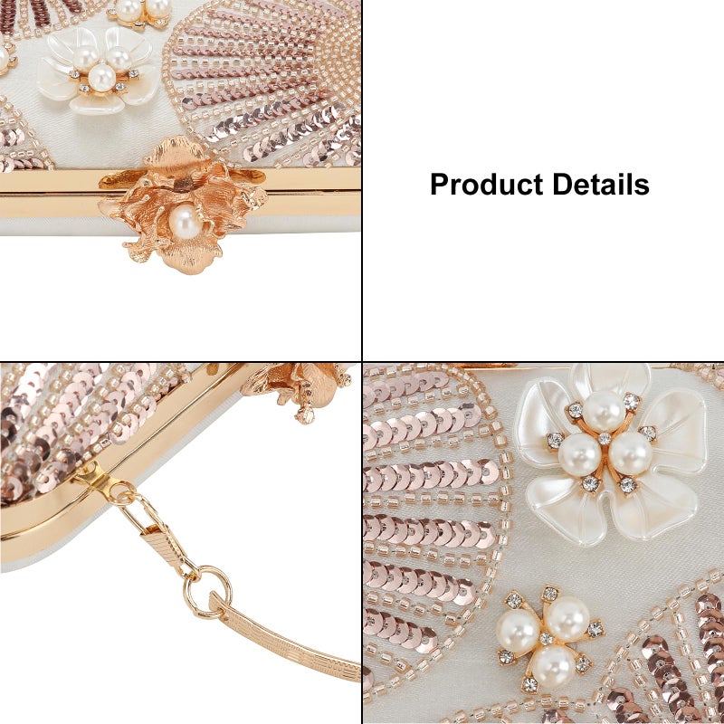 DA BODAN Womens Vintage Floral Embroidery Clutch Evening Handbag Shoulder Bags Purse for Wedding Party Prom - Image 3
