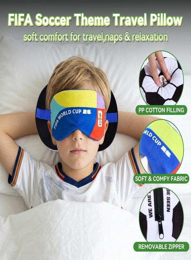 MESUCA FIFA World Cup 2026 Travel Pillow with Eye Mask - Official FIFA World Cup 2026 Merchandise -Soccer Ball Design Neck Pillow 2-in-1 Comfort for Traveling,Car,or Train - Image 3