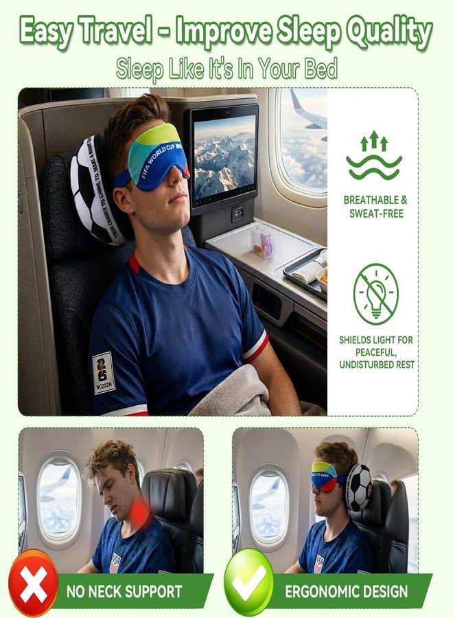 MESUCA FIFA World Cup 2026 Travel Pillow with Eye Mask - Official FIFA World Cup 2026 Merchandise -Soccer Ball Design Neck Pillow 2-in-1 Comfort for Traveling,Car,or Train - Image 4