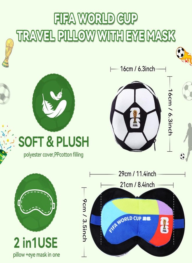 MESUCA FIFA World Cup 2026 Travel Pillow with Eye Mask - Official FIFA World Cup 2026 Merchandise -Soccer Ball Design Neck Pillow 2-in-1 Comfort for Traveling,Car,or Train - Image 2