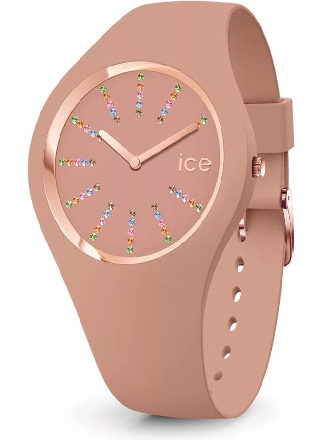 Ice Watch ساعة آيس ووتش كوزموس النسائية التناظرية اليابانية بحركة كوارتز مع سوار سيليكون IC021045، بني، ساعة كوارتز - Image 1
