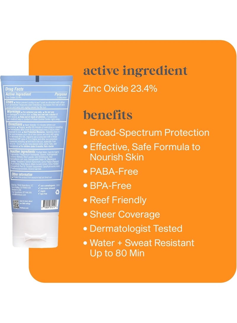 Thinksport SPF 50+ Sunscreen for Face with Clear Zinc Oxide, 2 Fl Oz – Safe, Natural, Water Resistant Face Sunscreen UVA/UVB Sun Protection – Vegan, Reef Safe Sunscreen - Image 4