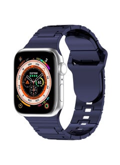 Generic Replacement Strap For Apple Watch 3 42mm Square Buckle Armor Style Silicone Watch Band Plating Blue 