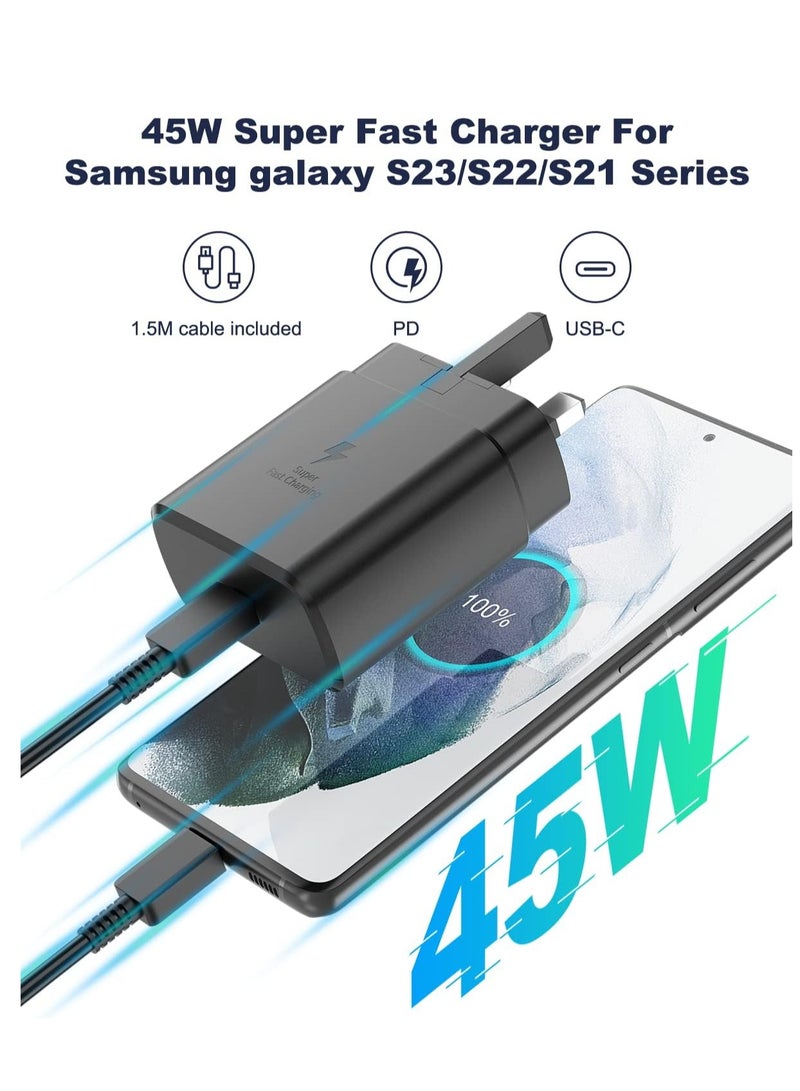 ELTRAZONE For Samsung Charger, 45W USB C Super Fast Charging with 1.5m Cable Compatible with Samsung Galaxy S24 S23 S22 S21 S20 Ultra, S24+ S23+ S22+ S21+, A53, A15, A55, A54, Type C Power Adapter  - Image 2