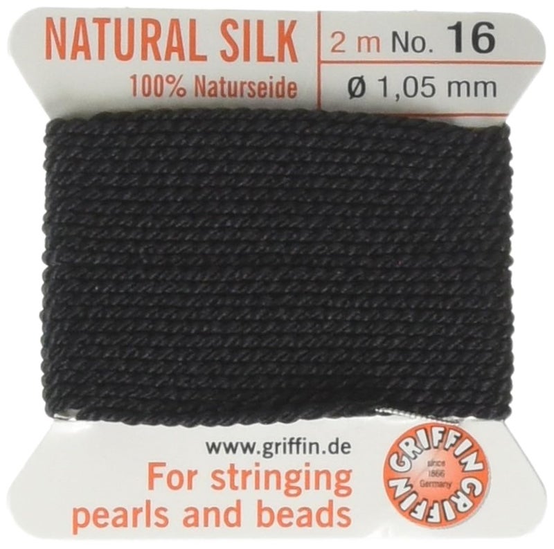 Griffin 1.05 mm Thick Silk Cord Black - Size 16 - Image 1