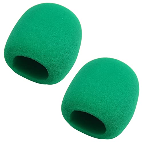 Fielect 2Pcs Microphone Cover Foam Mic Cover Handheld Microphone Windscreen Shield Micro Foam Filter Green for KTV Broadcasting - Image 1