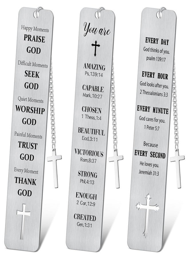 COCHIE 3PCS Metal Bookmark Bulk Christian Gifts, First Communion Gifts for Women Men Girls Boys, Bible Bookmarks with Cross Tassel, Religious Bookmark Faith Gifts Easter Basket Fillers (Cross) - Image 1