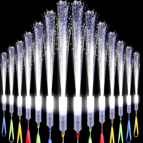 Jecery 144 Pieces White Fiber Optic Wands Bulk LED Wedding Sparklers Send off Light up Wand Sticks with 3 Modes Flashing for Bridal Shower Reception Birthday Glow in the Dark Party Favors Supplies - Image 1