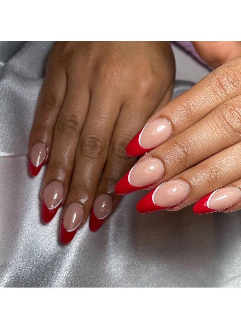 Almond Fake Gel Nail Tips, 120pcs Almond Press On Nails, Medium French Design, Clear Full Cover Artificial Nails with Nail Glue, 10 Sizes for Home DIY and Salon - Image 3