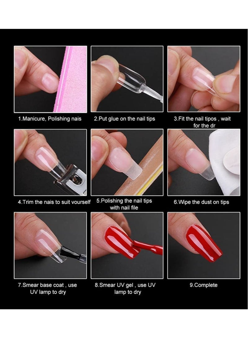 Almond Fake Gel Nail Tips, 120pcs Almond Press On Nails, Medium French Design, Clear Full Cover Artificial Nails with Nail Glue, 10 Sizes for Home DIY and Salon - Image 2