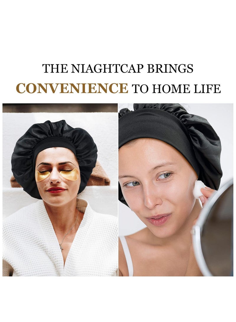 RTYY 2Pcs Oversize Silk Satin Hair Bonnet for Sleeping, Sleep Bonnet with Elastic Soft Band,Sleep Bonnet Sleep Cap for Hair Curly Hair Sleeping Natural Hair - Image 4