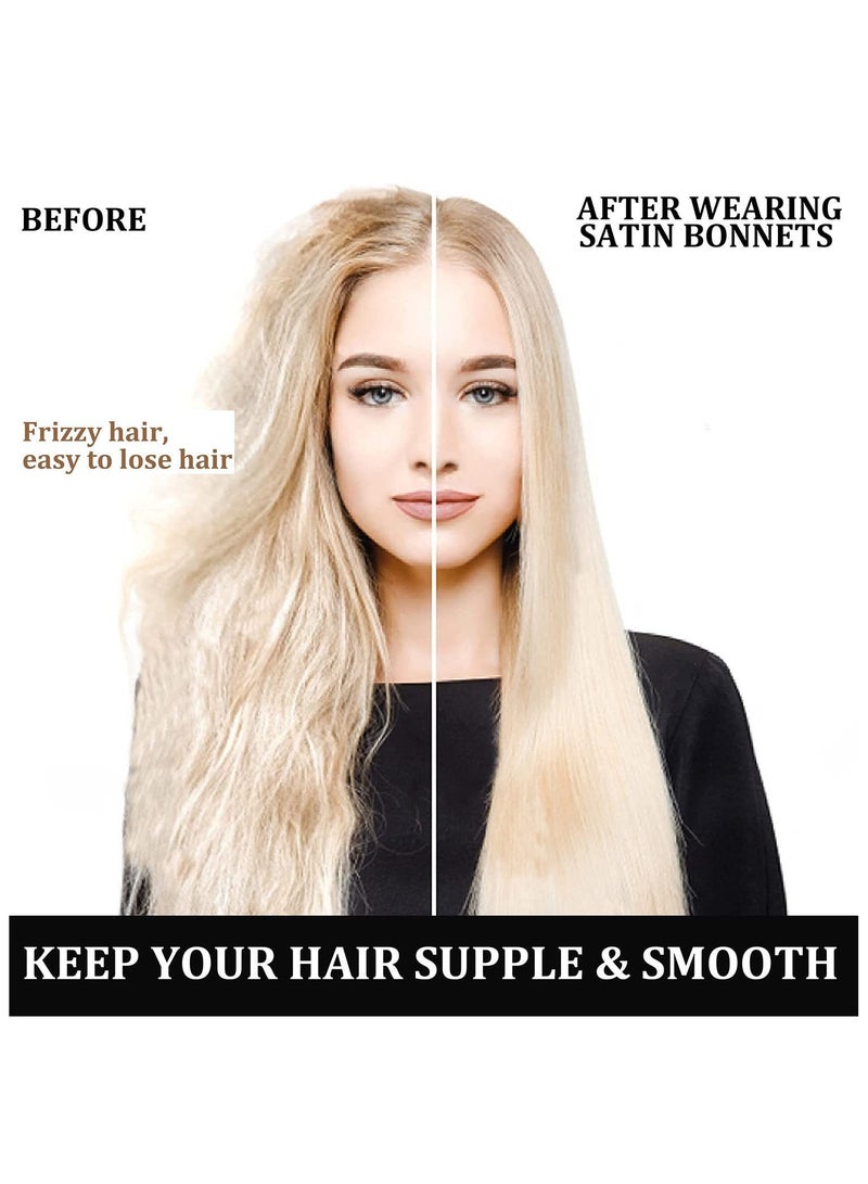 RTYY 2Pcs Oversize Silk Satin Hair Bonnet for Sleeping, Sleep Bonnet with Elastic Soft Band,Sleep Bonnet Sleep Cap for Hair Curly Hair Sleeping Natural Hair - Image 5