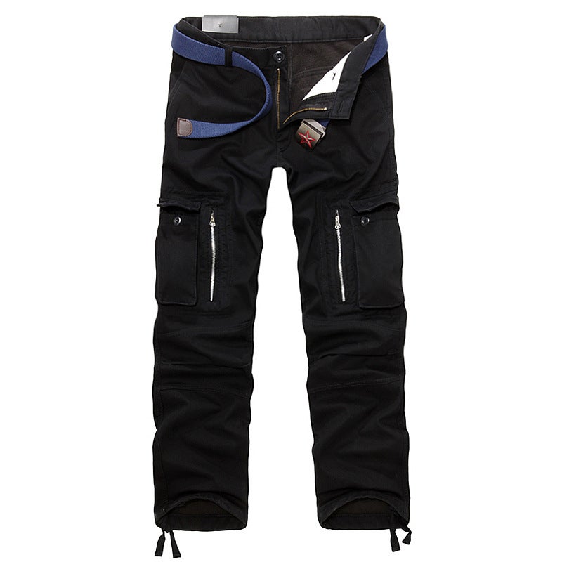 Generic 2023 new mens trousers foreign trade plus velvet padded large size loose all-match work pants 012 spot Black 