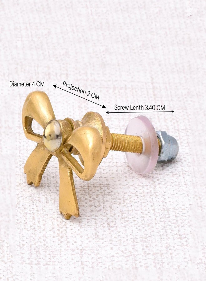 Indian-Shelf Indian Shelf 6 Pieces Brass Gold Bow Drawer Knobs for Kitchen Cabinet Hardware Nursery Door Decorative Tie Kids Dresser Knobs Pulls Premium Vintage - Image 3