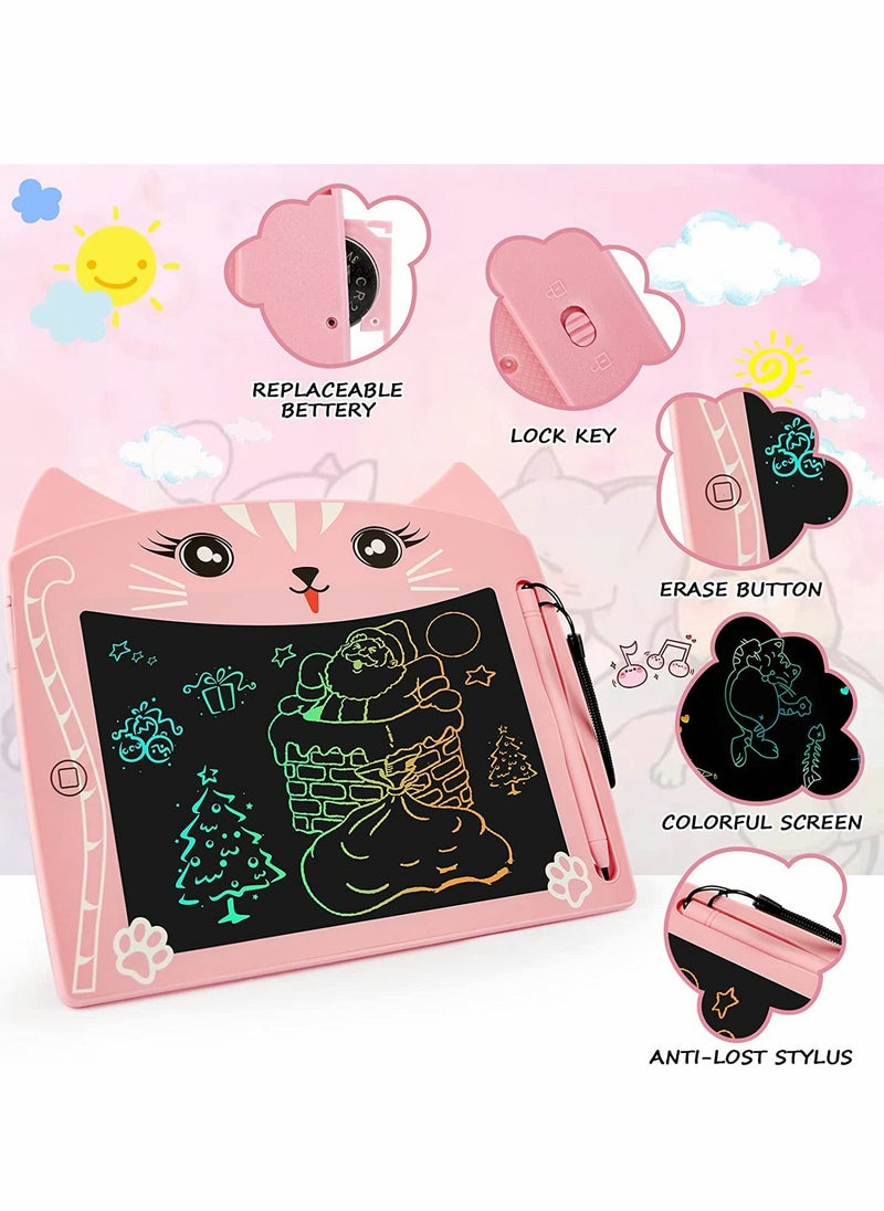 Generic - LCD Writing Tablet, 8.5 Inch Doodle Board with Lock Function, Colorful Screen Drawing Pad for Kids, Educational Erasable Toy, Perfect for Preschool Learning and Creativity (Pink Cat Design) - Image 1