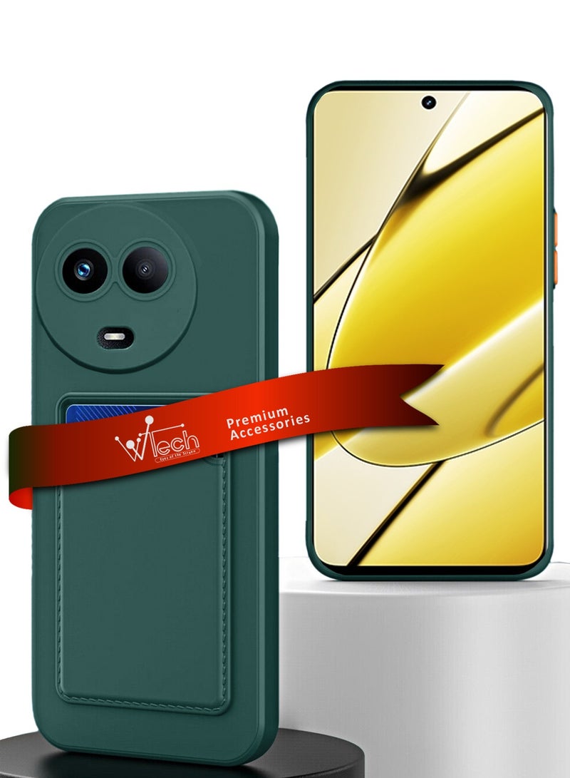 Wtech Silicone TPU With Card Holder Case Cover For Realme 11 5G 2023 Dark Green  - Image 1
