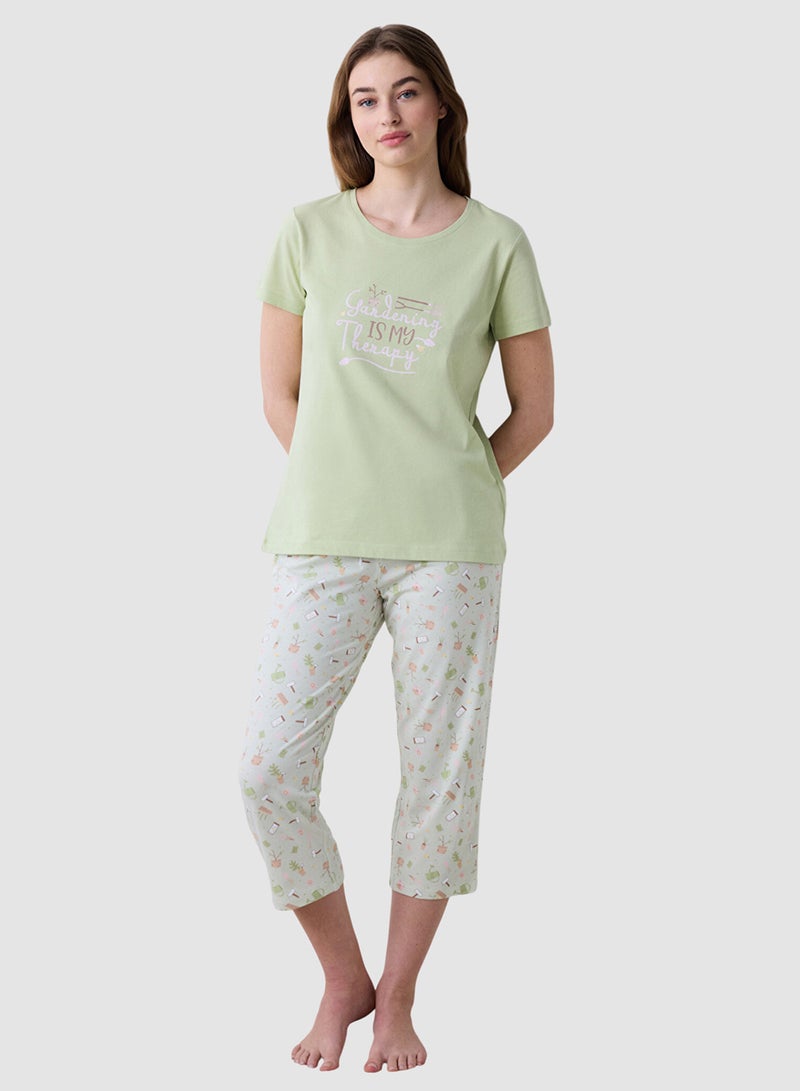 Penti Gardening Capri Light Green Pyjama Set - Image 1