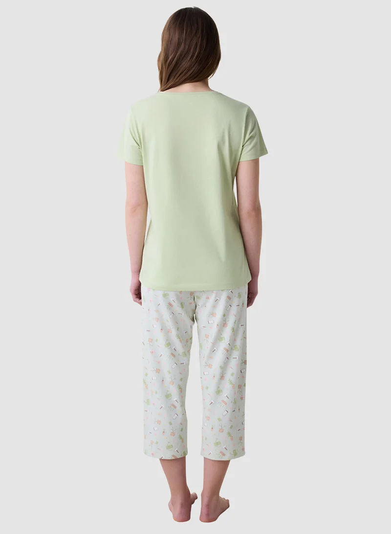 Penti Gardening Capri Light Green Pyjama Set