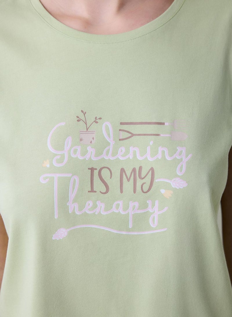 بنتي طقم بيجاما كابري أخضر فاتح للحدائق - Image 3