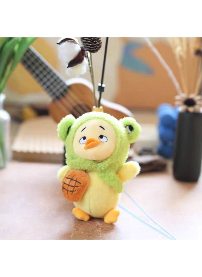 null - Internet Popular Cute Cute Annoying Duck Work Annoying Duck Pendant Plush Toy Doll Yellow Duck Bag Hanging Doll-Specifications:Green Turban Duck-Color:Keychain - Image 1