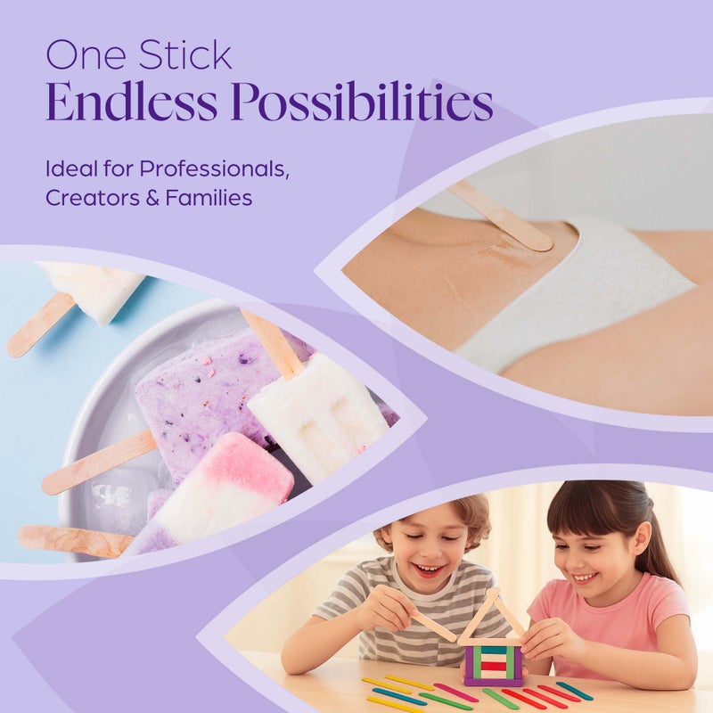 PURE AWARENESS 150 Wooden Wax Stick â€“ Applicator Sticks for Hair Removal â€“ Disposable Popsicle & Craft Sticks â€“ Professional Salon & Home Supplies â€“ For Hot Wax, Hard Wax, Stripless & Brazilian Treatments - Image 4