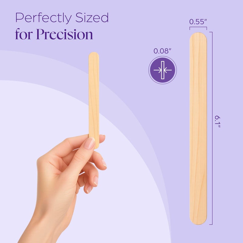 PURE AWARENESS 150 Wooden Wax Stick â€“ Applicator Sticks for Hair Removal â€“ Disposable Popsicle & Craft Sticks â€“ Professional Salon & Home Supplies â€“ For Hot Wax, Hard Wax, Stripless & Brazilian Treatments - Image 2